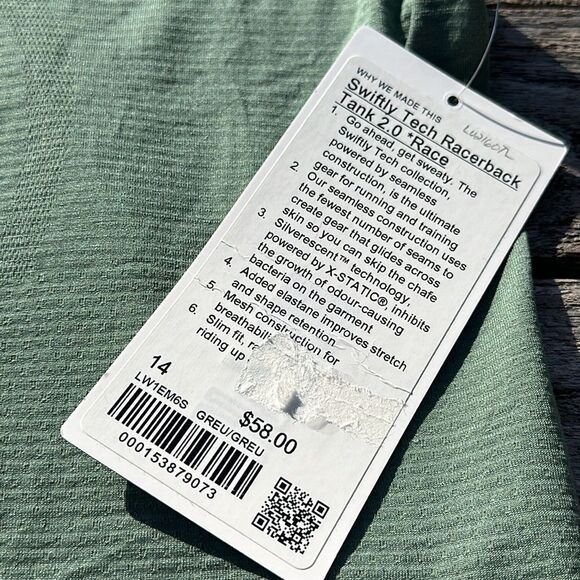 Lululemon Swiftly Tech Racerback Tank Top 2.0 Race grey eucalyptus size 14 NWT - Picture 3 of 8